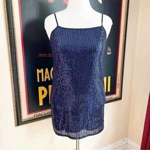Aeropostale NWT Navy Blue Sequin Slip Baby Doll Dress Size Medium